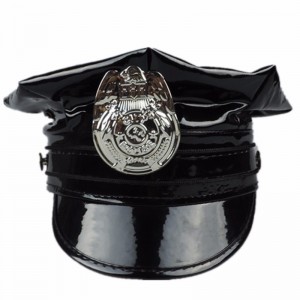 Falcão Chapéu Crachá PVC PU couro cap preto octagonal polícia tampão de couro de couro militar cap papel uniforme jogando boné headwear
