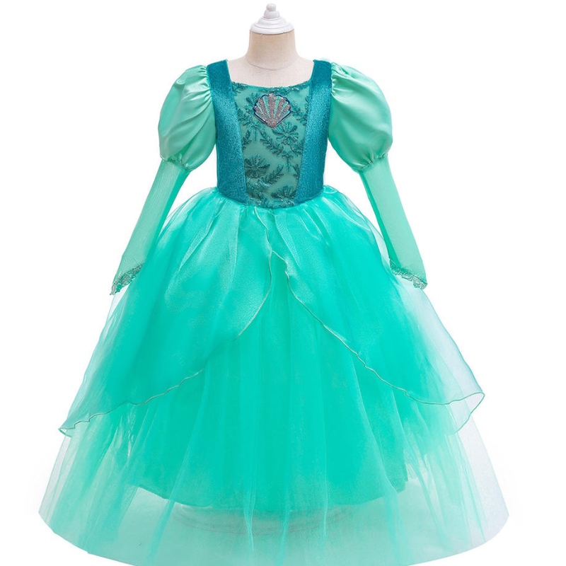 Traje de sereia de Halloween para meninas princesas ariel vestido de baile crianças crianças festas bordando vestidos de festa de carnaval 3 - 14 peças