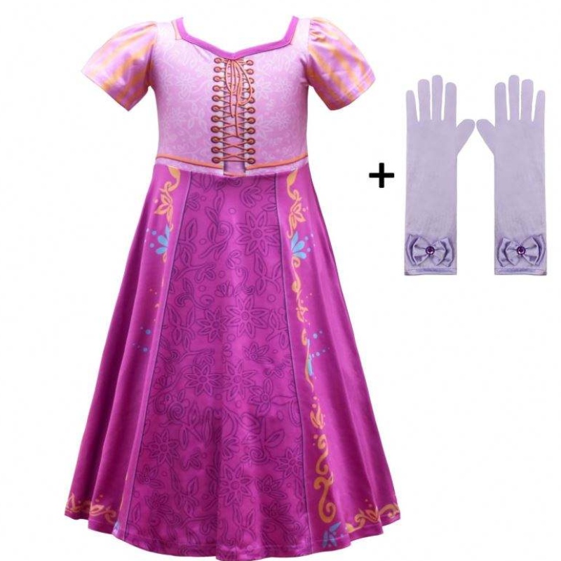 Novo estilo Rapunzel Girls Dress Cosplay Costume Skirt Princesa de Princesa para a festa 3753