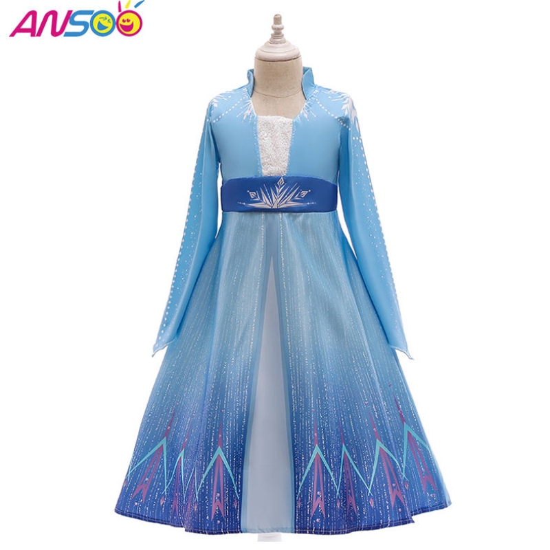 Anssoo Kids Elsa Princess Dress Halloween Cosplay Fancy Party Dress Up Anna Elsa Traje for Girls