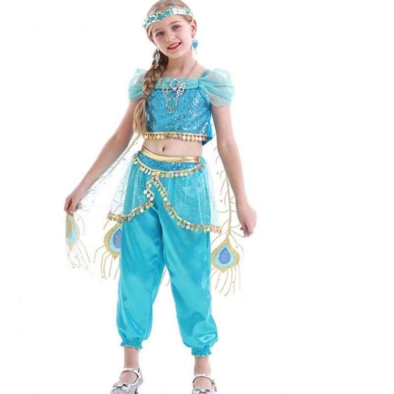 Anime Aladdin e The Magic Lamp Aladdin Cosplay Costume Princesa Jasmine Belly Dancer Forming for Girl Hcal-001