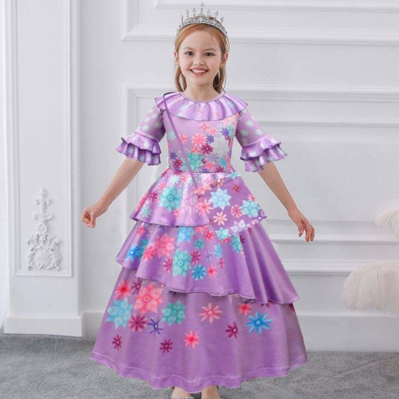 Baige Purple Isabella Mirabel Encanto Cosplay vestido de fantasia Meninas Princesa Mfmw001