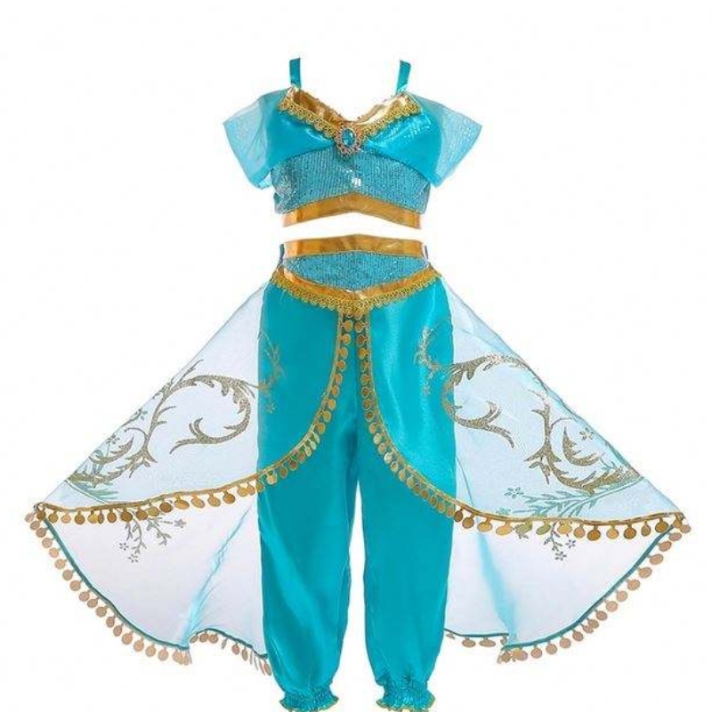 Aladdin Jasmine fantasia infantil garotas jasmine princesas fantasias de halloween festas dança de barriga para crianças meninas cosplay