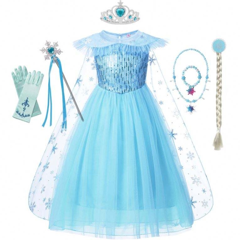 Vestido de cosplay de meninas elsa fantasia fantasia meninaneve halloween festas de aniversário crianças capa de roupa princesa