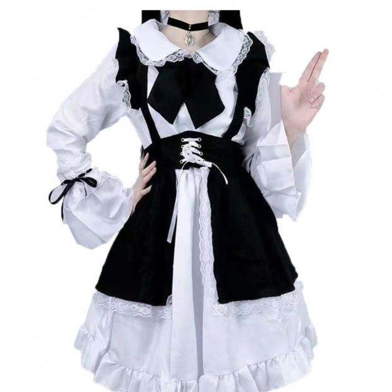 Mulheres vestido de empregada de utensílios de anime vestido preto e branco vestido lolita vestidos homens cafe fantasia de cosplay traje