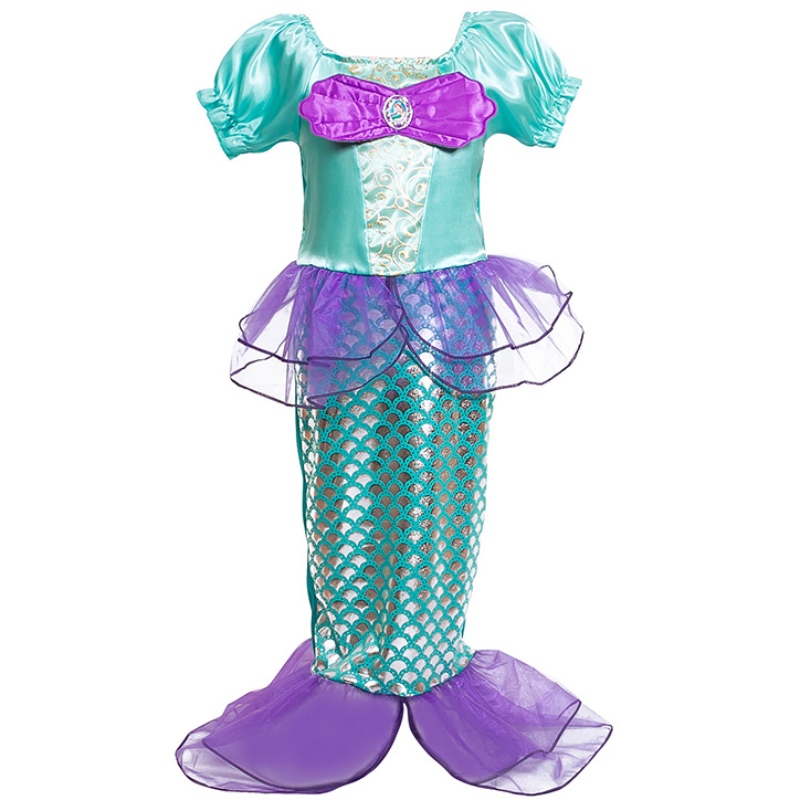 Garota Little Mermaid Princess Fancy Dress Up Fantaspume crianças vestidos de verão Crianças roupas de festa de aniversário de Halloween roupas
