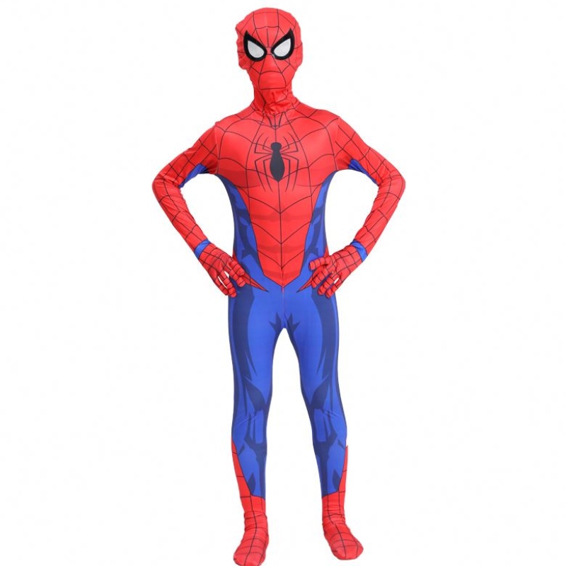 Festa de Halloween de venda quente clássica Kids&adult TV&Movie Superhero Cosplay Anime Jumpsuit Spiderman Costume de roupas internas com máscara