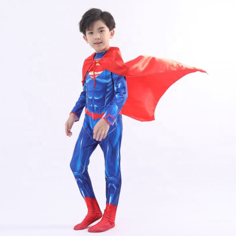 Fábrica chinesa de fábrica-filho paralelo tv&Movie Super Hero Cosplay Costume Halloween Costume de Super Man With Cape