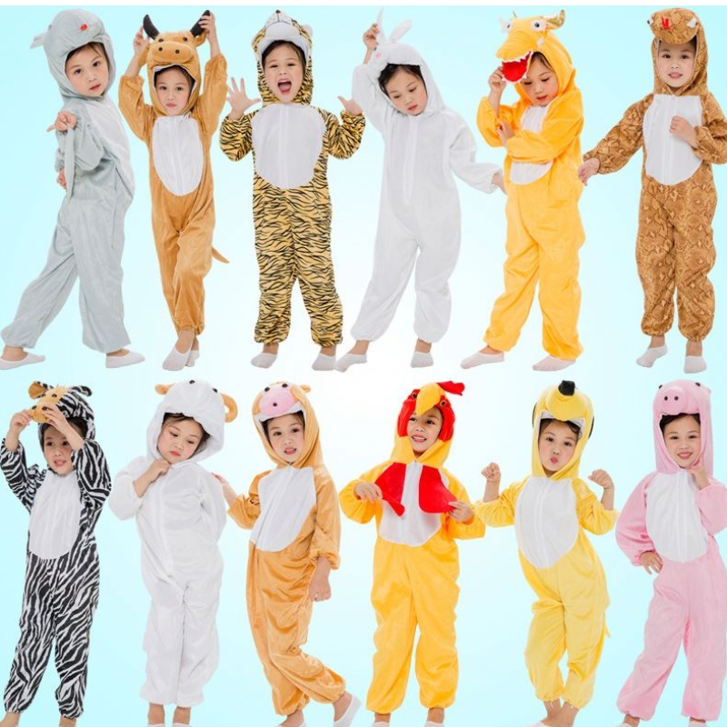 Trajes de animais de infância de crianças para crianças roupas de dinossauros trajes de cofrigar rato tigre rato rato de vaca traje de desempenho