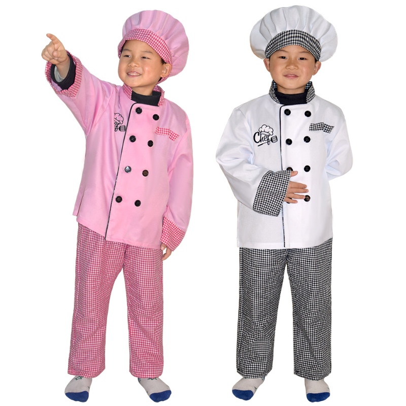 Novo estilo infantil chef fantasia halloween party cosplay roupas dramatiza figurina de avental de garotas e garotas