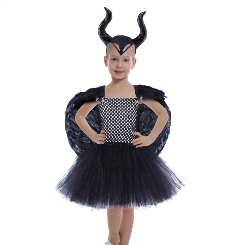Amazon Hot Salking Girls Princesa Fluffy Tutu Vestidos crianças Festa de Halloween Vampire Witch Cosplay Festy Dress Up