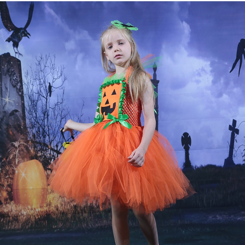Amazon Hot Salking Kids Girl Halloween Dress Dress Mesh Mesh Tulle Tutu Dress